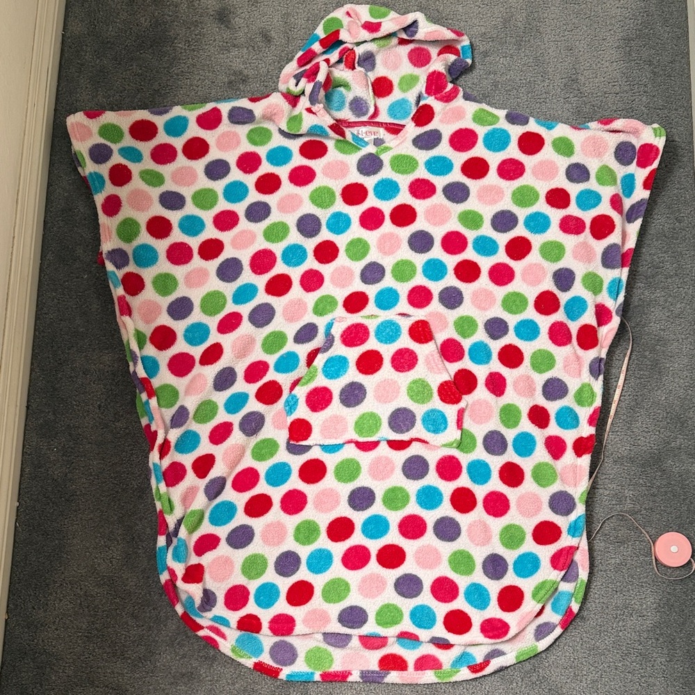 Colorful Polka Dot Hooded Poncho